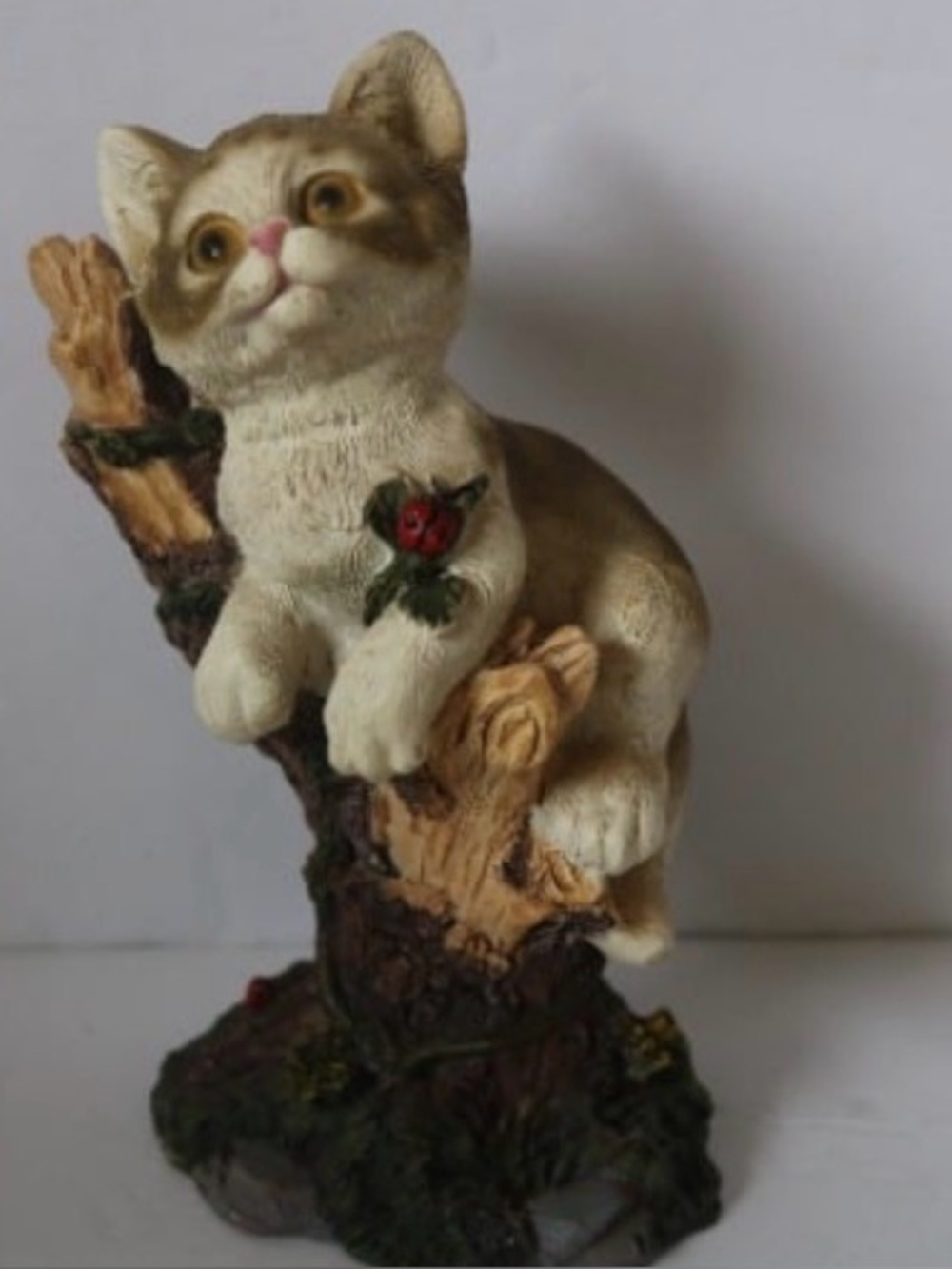 Vintage Cat Climbing Tree Figure